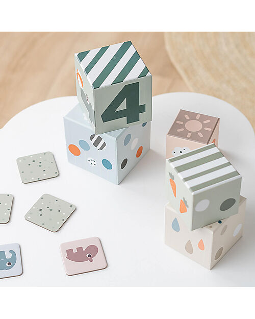 Done By Deer Stacking Cubes - 5pcs - Deer Friends - 12m+ Wooden Blocks and Construction Sets