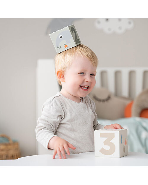 Done By Deer Stacking Cubes - 5pcs - Deer Friends - 12m+ Wooden Blocks and Construction Sets