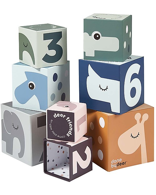Done By Deer Stacking Cubes Deer Friends - One metre high! Wooden Blocks and Construction Sets