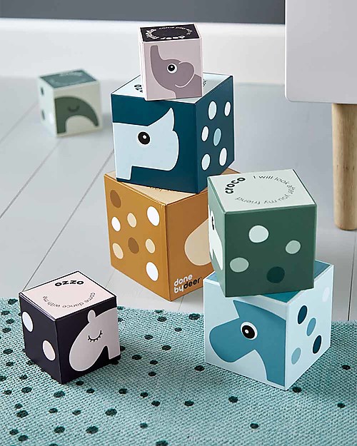 Done By Deer Stacking Cubes Deer Friends - One metre high! Wooden Blocks and Construction Sets
