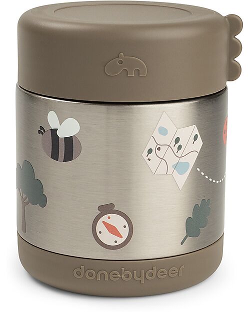 Done By Deer Stainless Steel Insulated Food Jar - Tiny Trails - Sand - 300 ml Thermal Containers