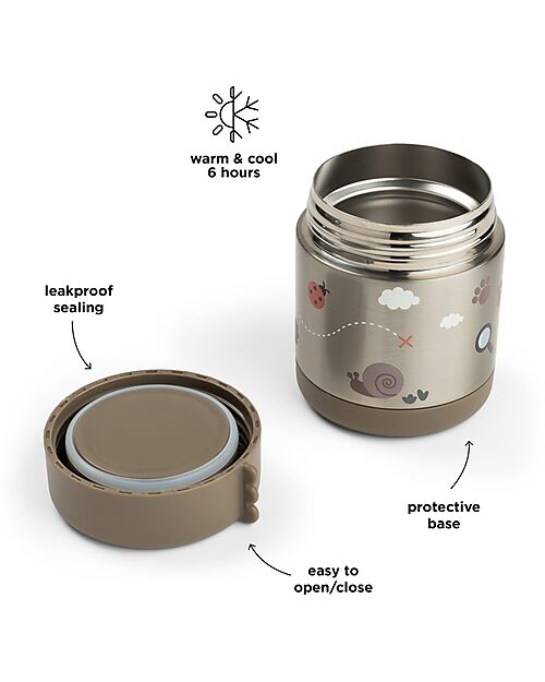 Done By Deer Stainless Steel Insulated Food Jar - Tiny Trails - Sand - 300 ml Thermal Containers
