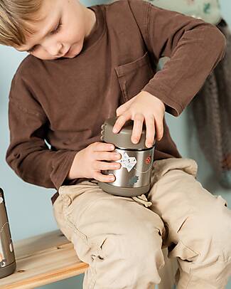 Done By Deer Stainless Steel Insulated Food Jar - Tiny Trails - Sand - 300 ml Thermal Containers