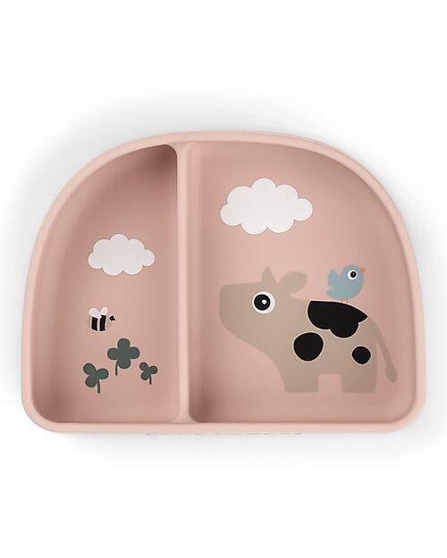 Done By Deer Stick&Stay Compartment Bowl - Tiny Farm - Powder - 100% Food Grade Silicone Bowls & Plates