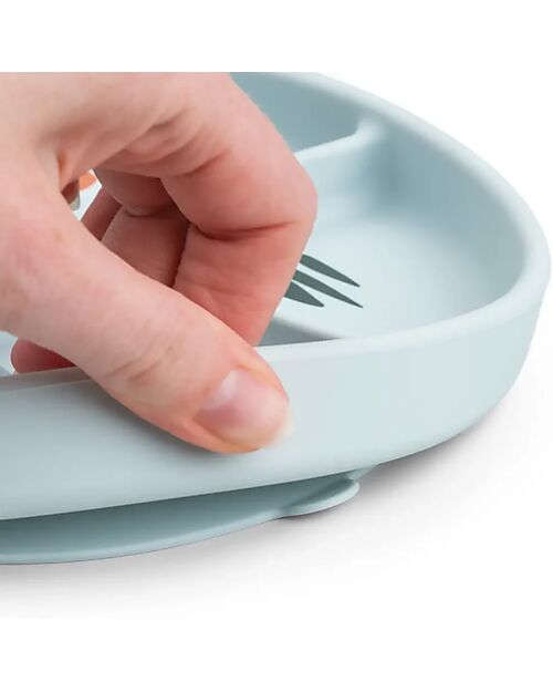 Done By Deer Stick&Stay Compartment Plate - Playground - Blue - 100% Silicone Bowls & Plates