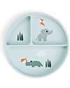 Done By Deer Stick&Stay Compartment Plate - Playground - Blue - 100% Silicone Bowls & Plates
