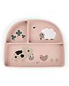 Done By Deer Stick&Stay Compartment Plate - Tiny Farm - Powder - 100% Food Grade Silicone Bowls & Plates