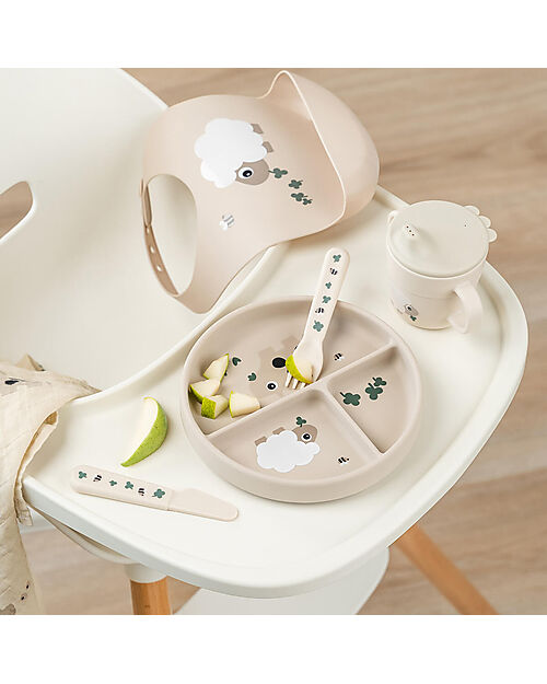 Done By Deer Stick&Stay Compartment Plate - Tiny Farm - Sand Bowls & Plates