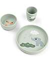 Done By Deer Stick&Stay Dinner Set - Plate Bowl and Cup - Elphee - Green - 100% Food-Grade Silicone Meal Sets