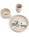 Done By Deer Stick&Stay Dinner Set - Plate Bowl and Cup - Tiny Farm - Sand - 100% Food-Grade Silicone Meal Sets