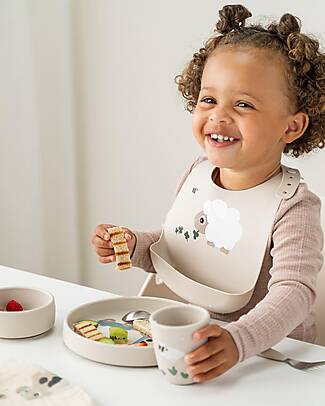 Done By Deer Stick&Stay Dinner Set - Plate Bowl and Cup - Tiny Farm - Sand - 100% Food-Grade Silicone Meal Sets