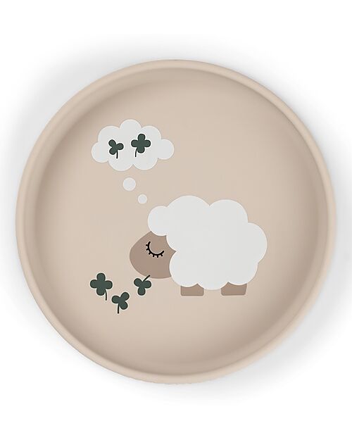 Done By Deer Stick&Stay Plate - Tiny Farm - Sand - 100% Food Grade Silicone - Perfect Gift Idea! Bowls & Plates