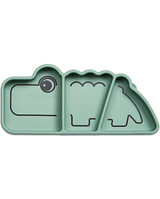 Done By Deer Stick&Stay Snack Plate Croco, Green Bowls & Plates
