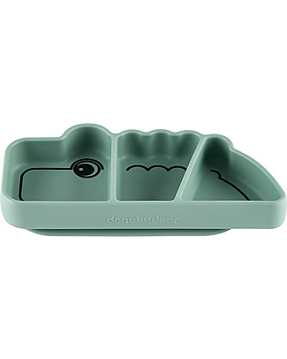 Done By Deer Stick&Stay Snack Plate Croco, Green Bowls & Plates