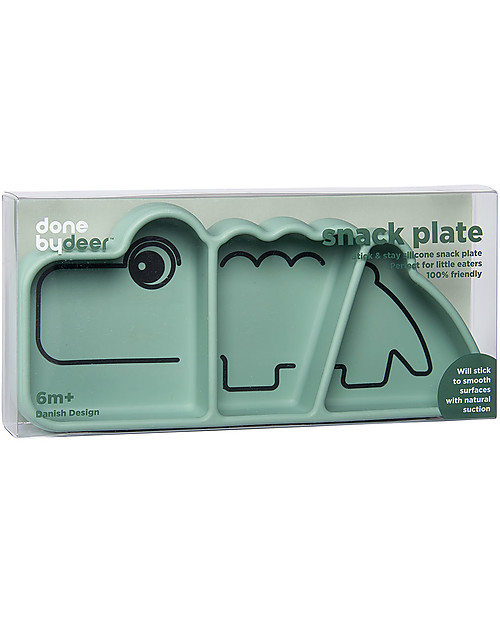 Done By Deer Stick&Stay Snack Plate Croco, Green Bowls & Plates
