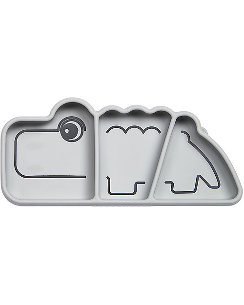 Done By Deer Stick&Stay Snack Plate Croco, Grey Bowls & Plates