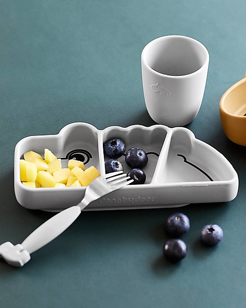 Done By Deer Stick&Stay Snack Plate Croco, Grey Bowls & Plates