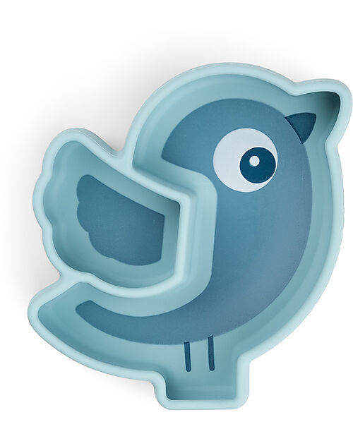 Done By Deer Stick&Stay Snack Plate - Silicone - Birdee -Blue Bowls & Plates