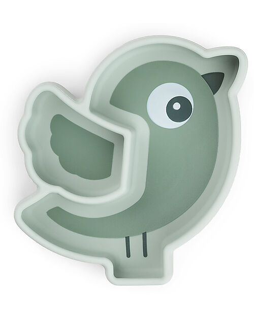 Done By Deer Stick&Stay Snack Plate - Silicone - Birdee - Green Bowls & Plates