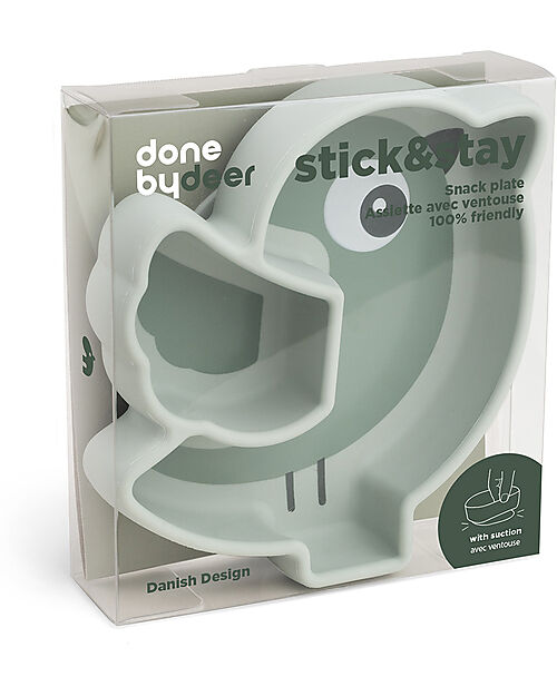 Done By Deer Stick&Stay Snack Plate - Silicone - Birdee - Green Bowls & Plates