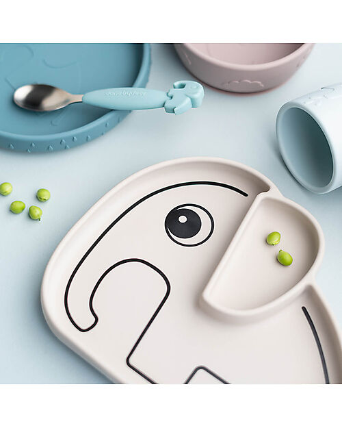Done By Deer Stick&Stay Snack Plate - Silicone - Elphee- Sand Bowls & Plates