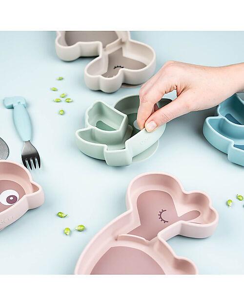 Done By Deer Stick&Stay Snack Plate - Silicone - Lalee -Sand Bowls & Plates
