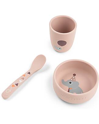 Done By Deer Stick & Stay First Meal Set - Bowl Cup and Spoon - Celebration - Powder - 100% food grade Silicone Meal Sets