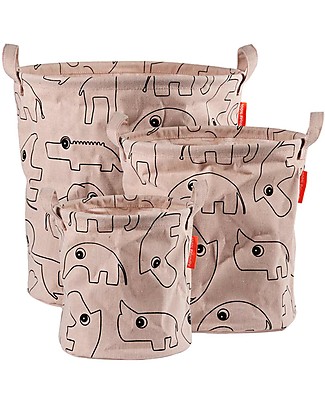 Done By Deer Storage Baskets Contour 3 Pieces Set, Powder - With handles Toy Storage Boxes