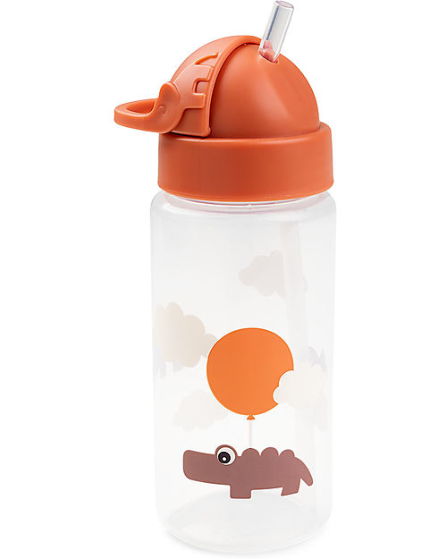 Done By Deer Straw Bottle - Happy Clouds - Papaya - Non-Spill - Dishwasher Safe Non-Thermal Water Bottles