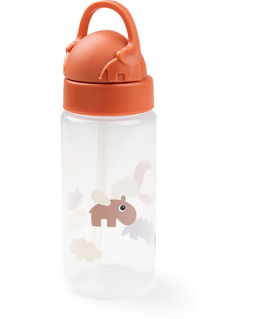 Done By Deer Straw Bottle - Happy Clouds - Papaya - Non-Spill - Dishwasher Safe Non-Thermal Water Bottles