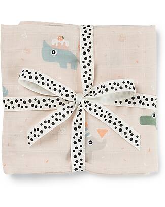 Done By Deer Swaddle - Celebration - Powder - 100% Cotton OEKO-TEX - 120x120cm Muslin Swaddle