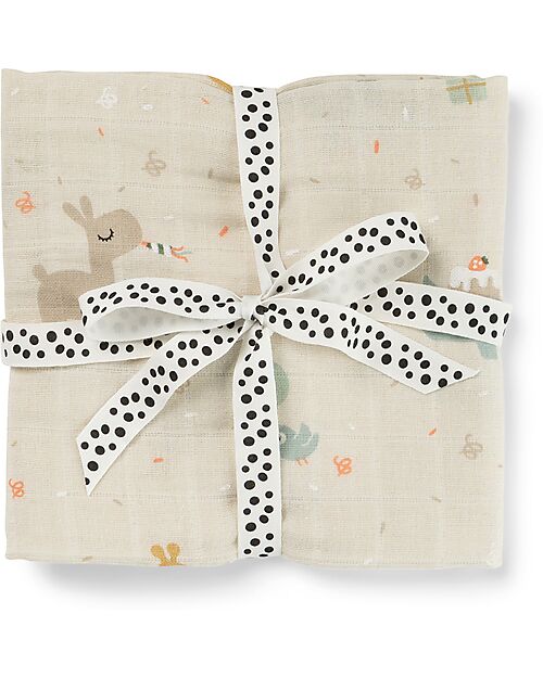 Done By Deer Swaddle - Celebration - Sand - 100% Cotton OEKO-TEX - 120x120cm Muslin Swaddle
