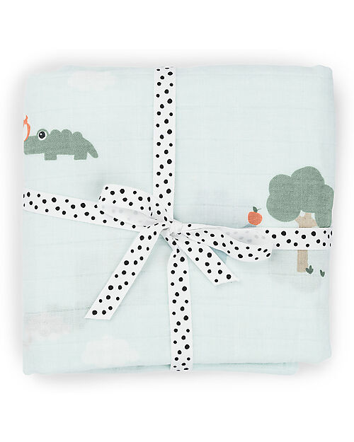 Done By Deer Swaddle Playground Blue Muslin Swaddle