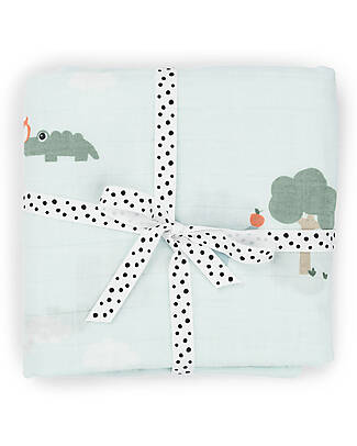 Done By Deer Swaddle Playground Blue Muslin Swaddle