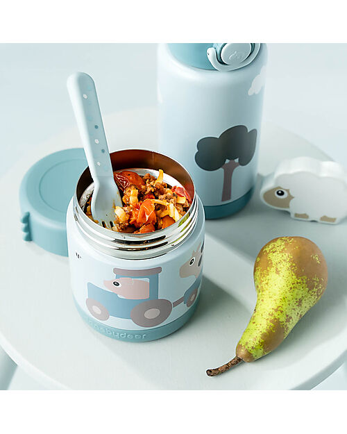 Done By Deer Thermal Lunch Bag - Tiny Farm - Blue Thermal Containers