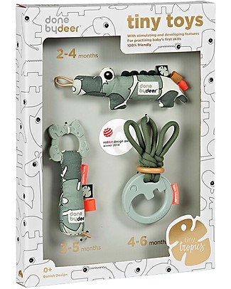 Done By Deer Tiny Activity Toys Gift Set, Tiny Tropics Newborn Toys