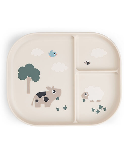 Done By Deer Tiny Farm Compartment Plate - Sabbia - 100% Food-Grade PP Bowls & Plates