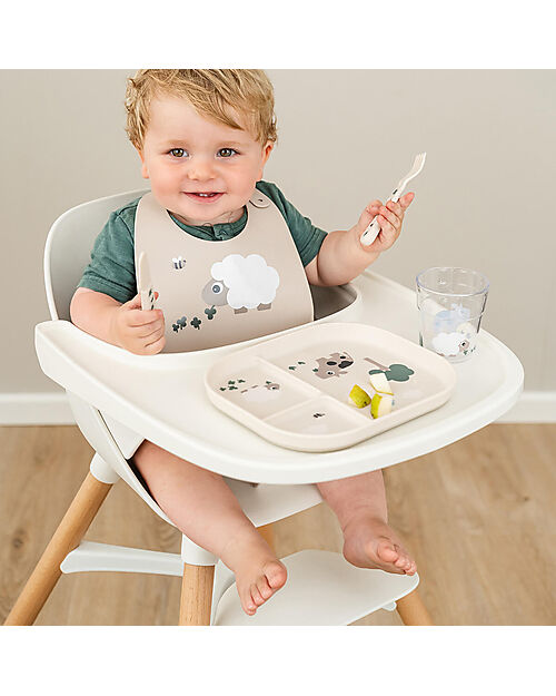 Done By Deer Tiny Farm Compartment Plate - Sabbia - 100% Food-Grade PP Bowls & Plates