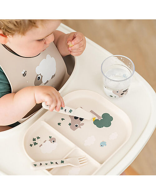 Done By Deer Tiny Farm Compartment Plate - Sabbia - 100% Food-Grade PP Bowls & Plates