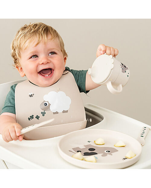 Done By Deer Tiny Farm Plate - Sand - AntiSlip Base Bowls & Plates