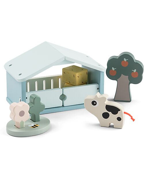 Done By Deer Tiny farm play set Dotti Colour mix - +2 years Wooden Stacking Toys