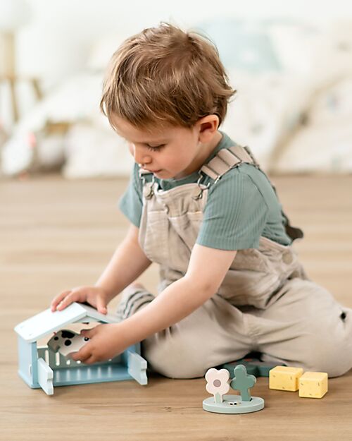 Done By Deer Tiny farm play set Dotti Colour mix - +2 years Wooden Stacking Toys