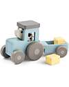 Done By Deer Tiny farm tractor - Dotti Blue - 18m+ Wooden Stacking Toys