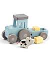 Done By Deer Tiny farm tractor - Dotti Blue - 18m+ Wooden Stacking Toys