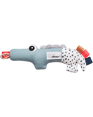 Done By Deer Tiny Sensory Rattle Croco, Blue - Cotton Rattles