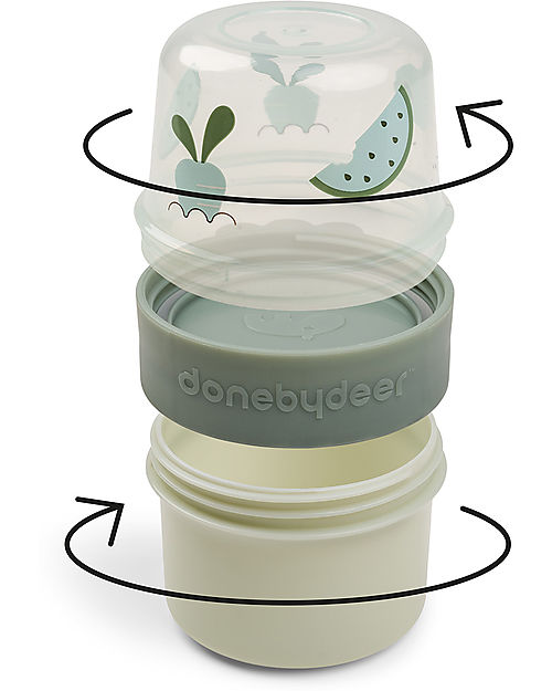 Done By Deer To Go 2-way Snack Container - S Birdee - Green Snack Boxes