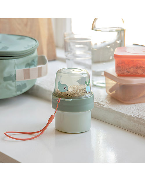 Done By Deer To Go 2-way Snack Container - S Birdee - Green Snack Boxes