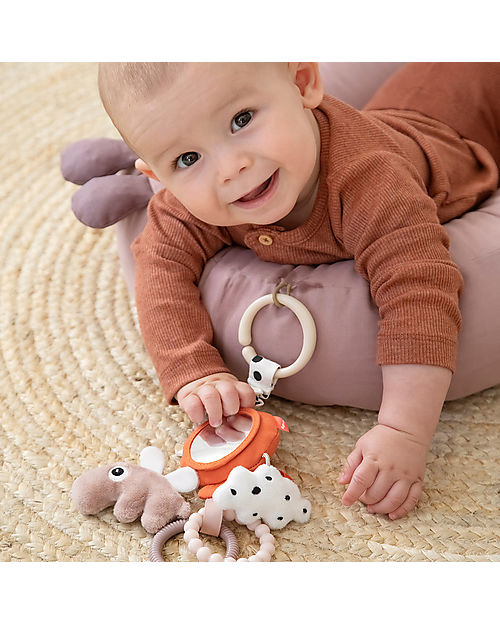 Done By Deer To Go Activity Mirror - Happy Clouds - Papaya - 0+ Newborn Toys_