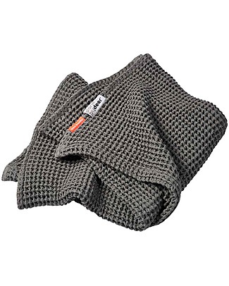 Done By Deer Waffle Blanket, Grey - 100x80 cm - 100% cotton Muslin Swaddle