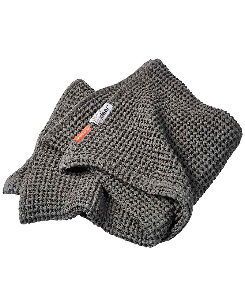 Done By Deer Waffle Blanket Grey 1 X 150 Cm 100 Cotton Unisex Bambini